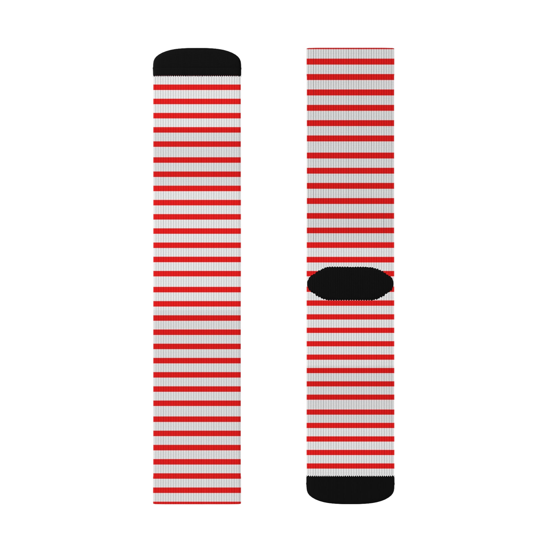 Soft cotton socks with red stripes—comfortable, breathable, and perfect for Fourth of July celebrations.