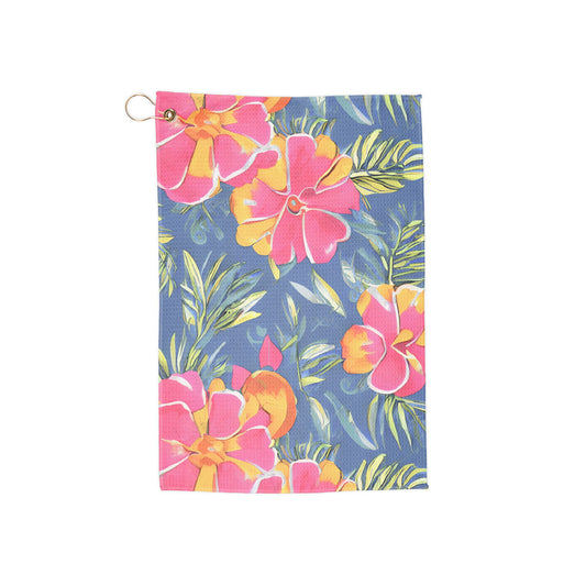 A rich, tropical-inspired golf towel featuring bold jungle foliage and exotic flowers. Bright, fresh, and packed with island vibes for players who love a lush aesthetic.