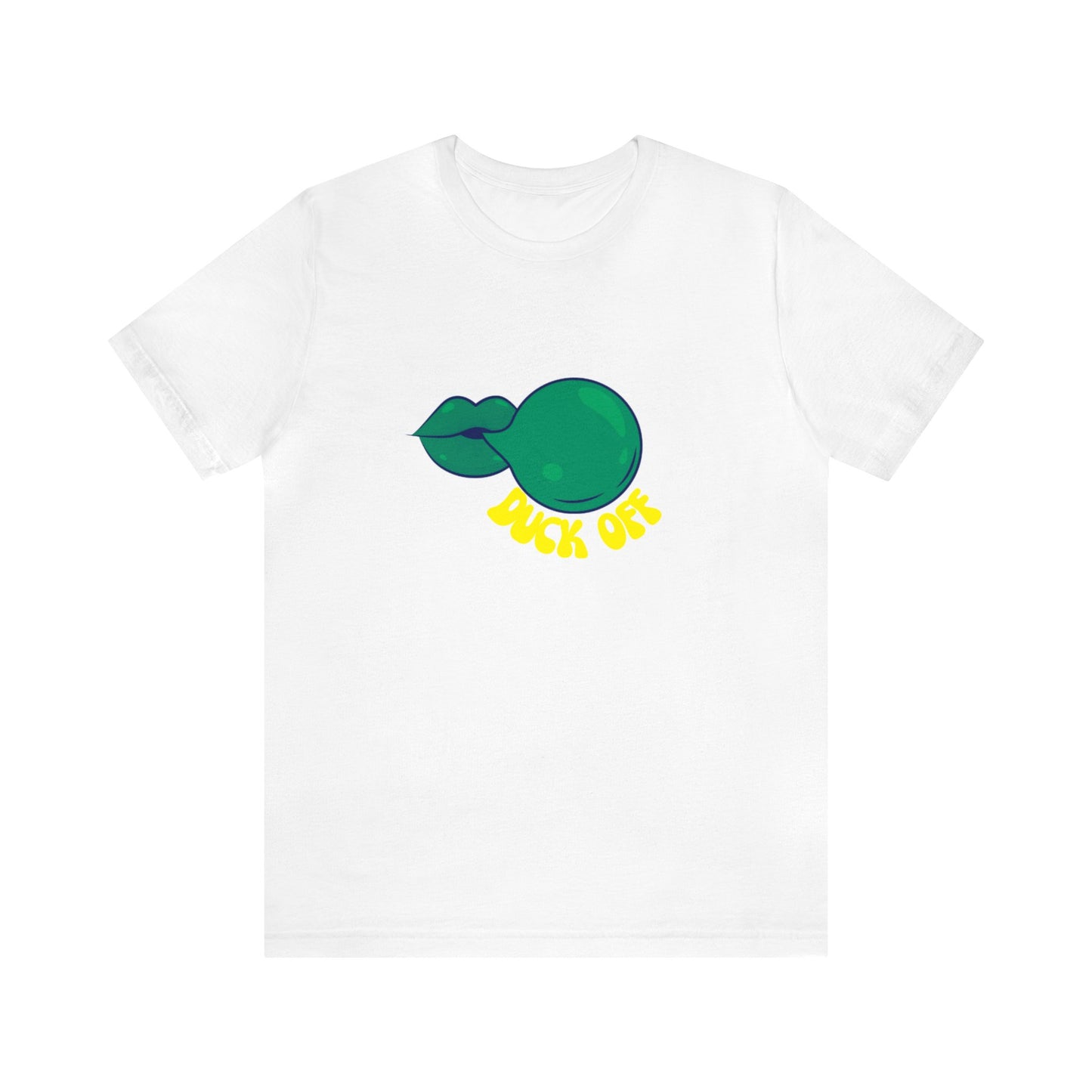 White "Duck Off" T-Shirt featuring a bold graphic, blending playful attitude with effortless game-day style.