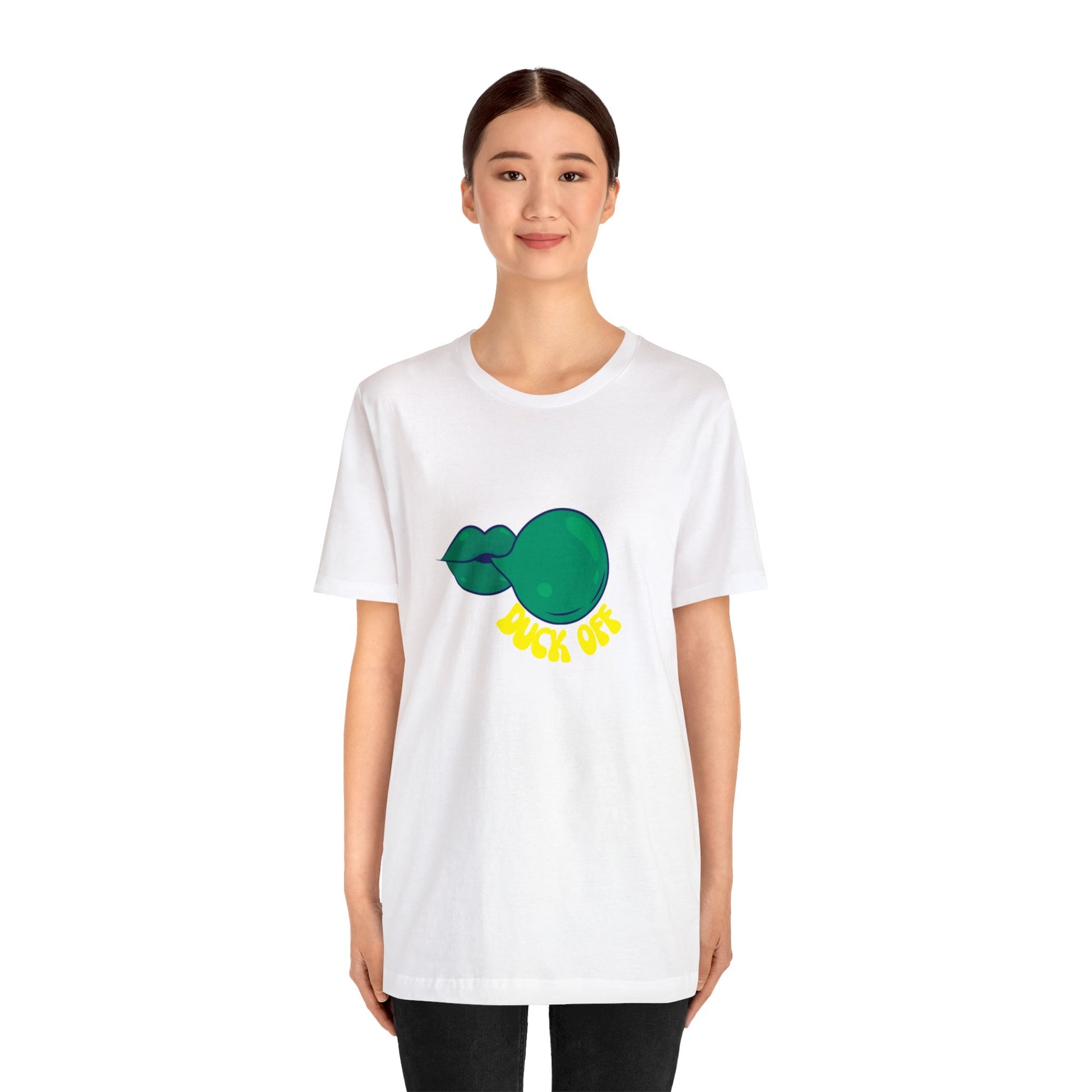 White "Duck Off" T-Shirt worn at a football tailgate, adding a fun and sporty touch to a game-day