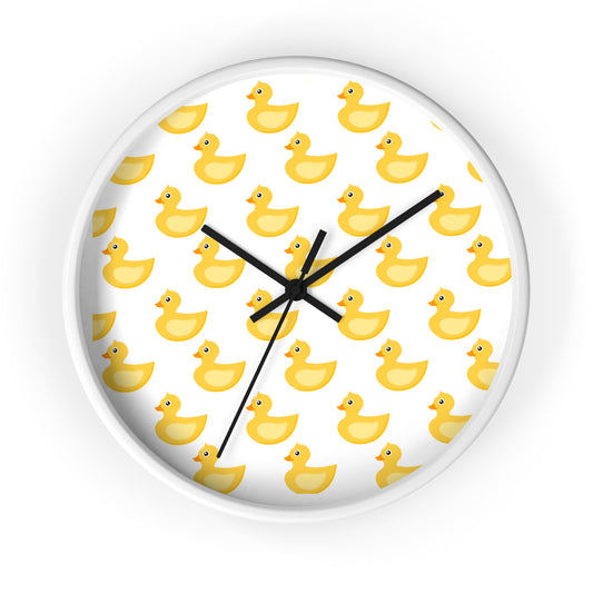 White Yellow Duck Wall Clock featuring a bright, playful duck design, perfect for dorm rooms and student apartments.