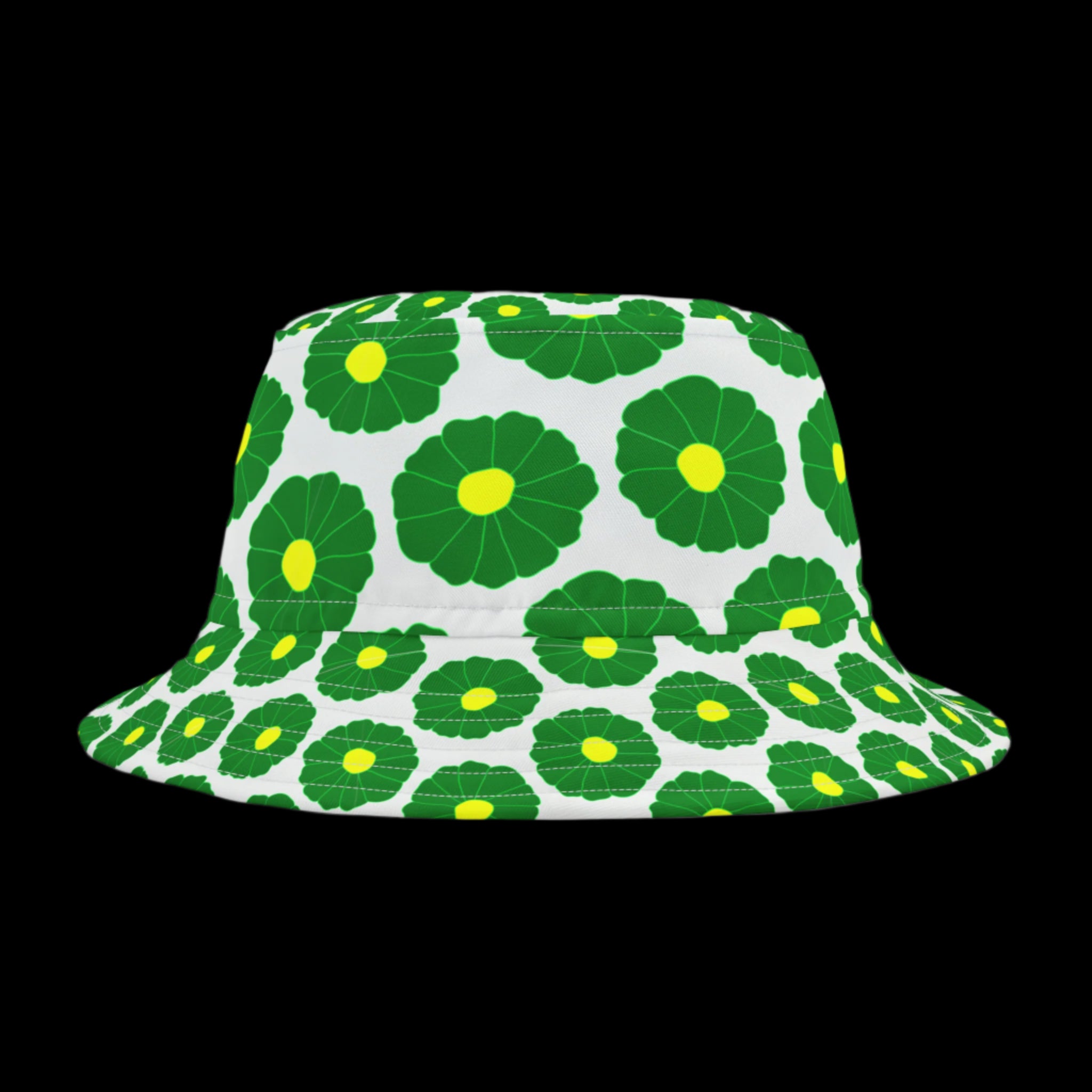 Yellow & Green Floral Bucket Hat paired with a casual outfit, perfect for everyday wear beyond game day.