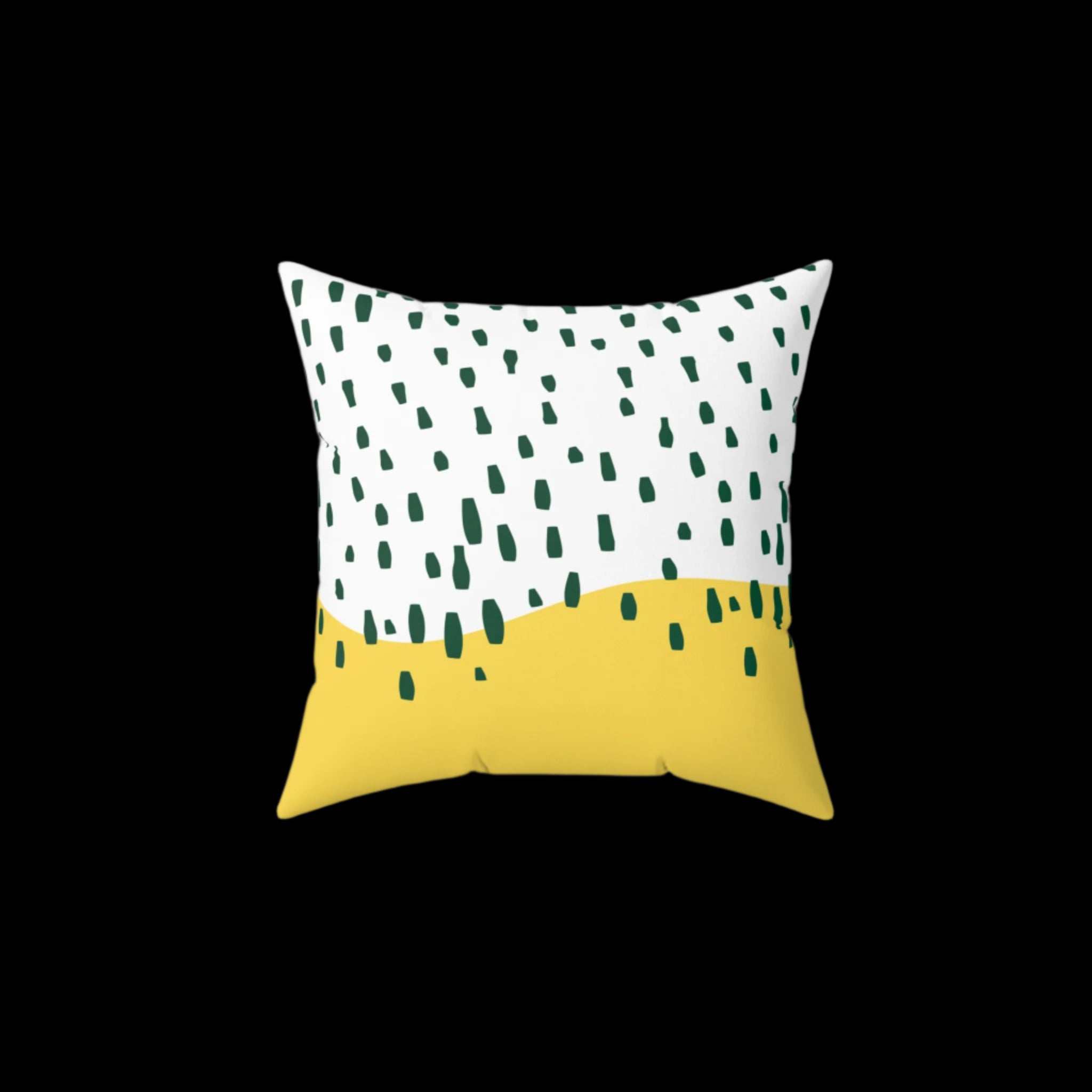 Closeup of geometric rain print on retro throw pillow