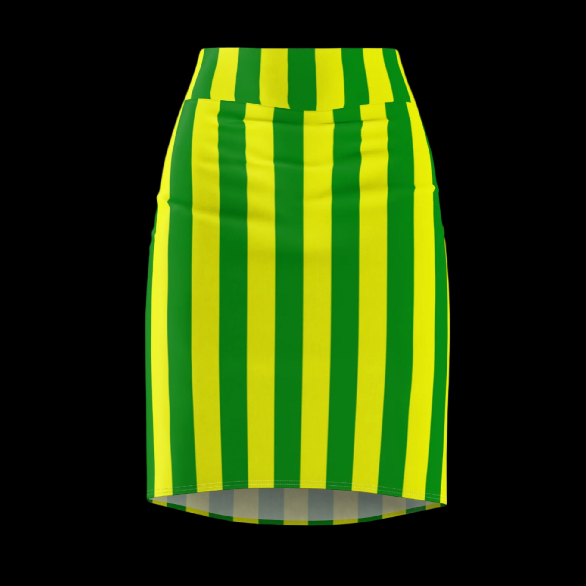 Yellow & Green Striped Gameday Skirt featuring bold vertical stripes, blending sporty energy with classic football colors.