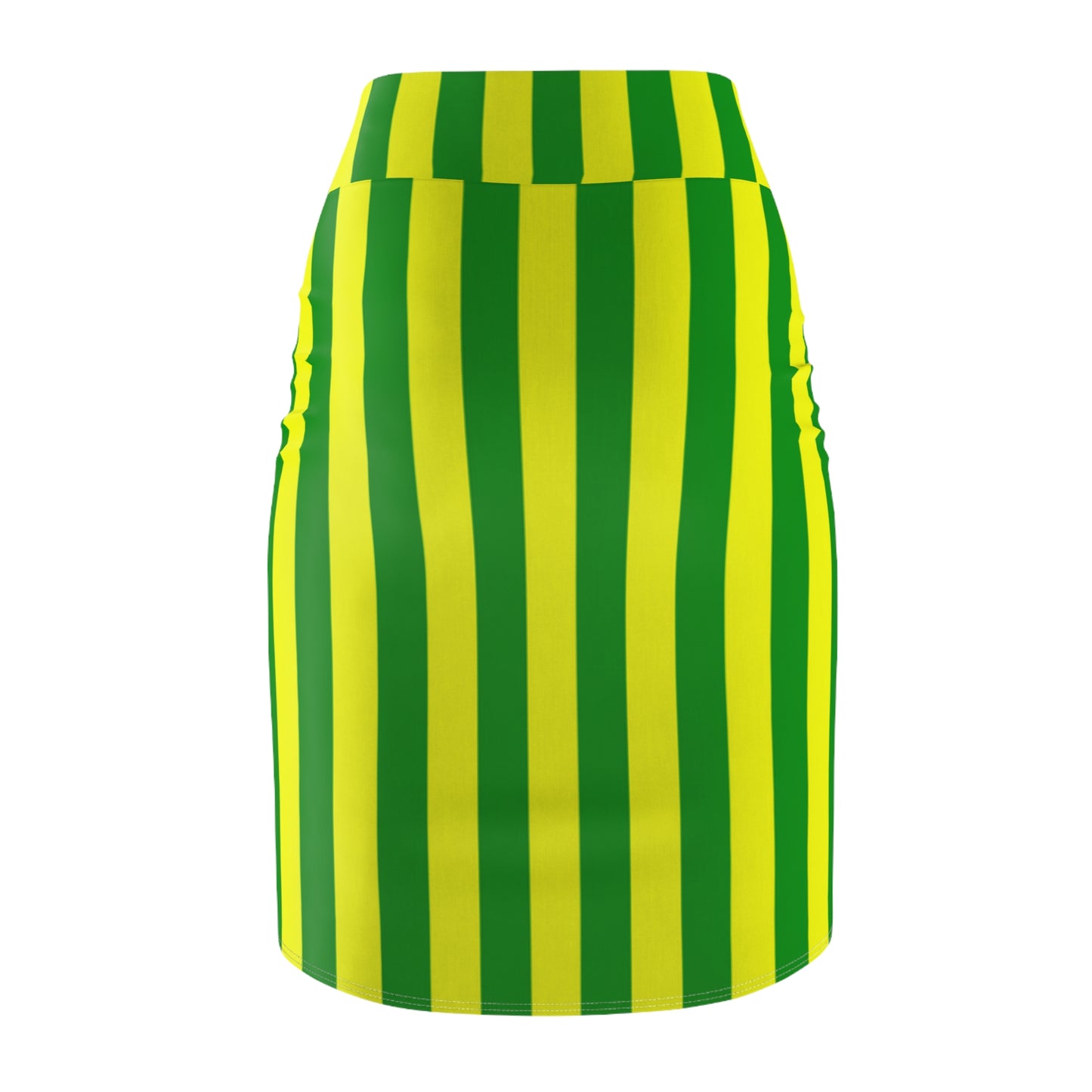 Yellow & Green Striped Gameday Skirt styled at a football stadium, creating a bold, non-branded fan look.