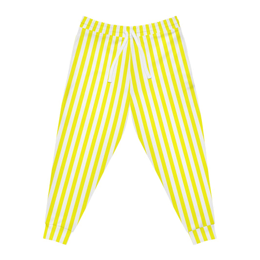 Yellow Striped Gameday Joggers featuring a sporty, athletic fit with bold stripes—perfect for tailgates and casual game-day style.